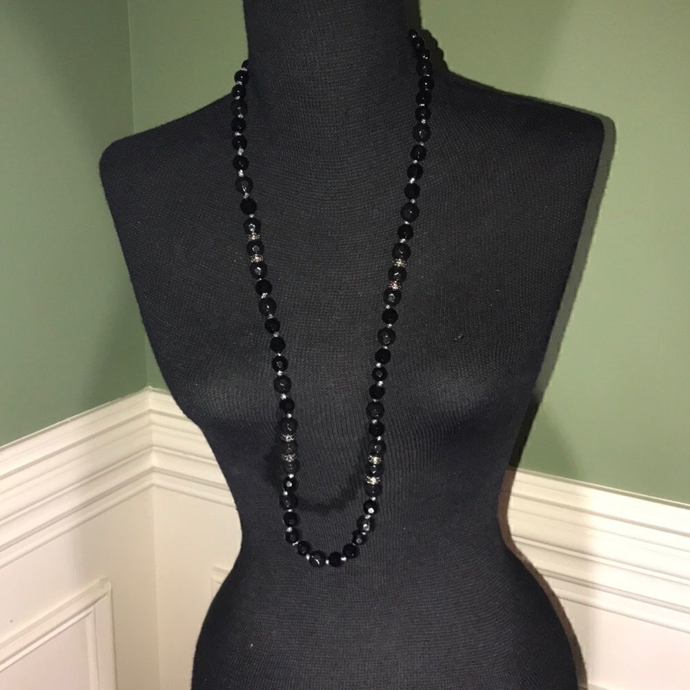 Monet 32” Necklace with black and silver beads